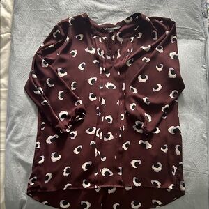 41 Hawthorn Maroon Printed Pintuck Blouse